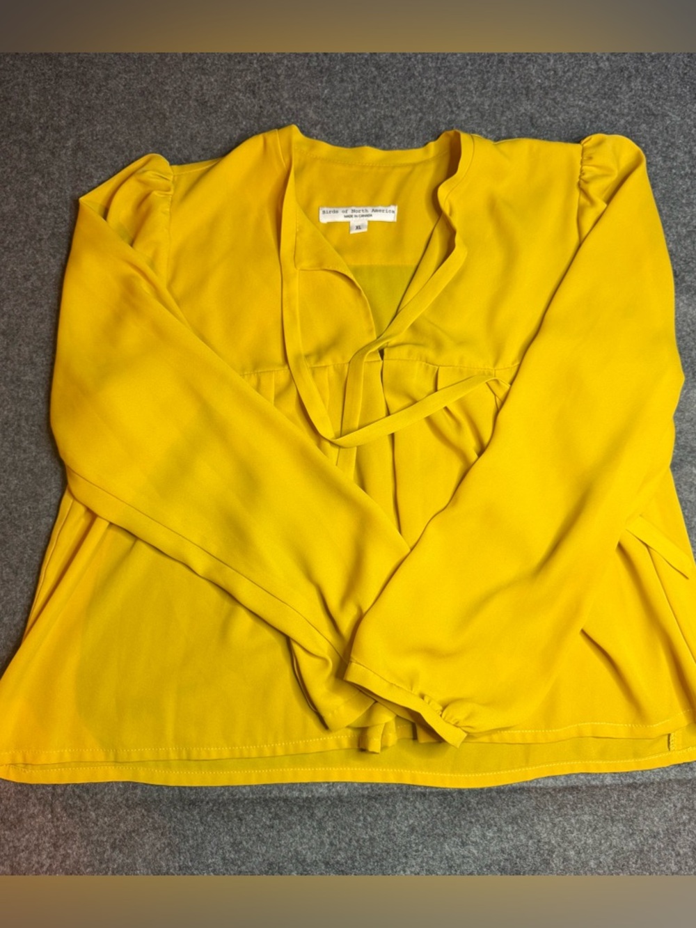 Birds of North America Mustard Yellow Tie-Front Blouse